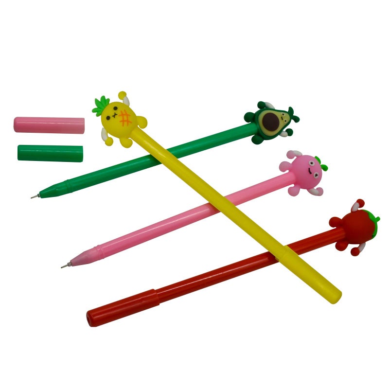 Maydahui 12 PCS Fruits Shaped Rollerball Pens Cute Kawaii Pen Black Gel Ink Strawberry Pineapple Juicy Peach Avocado Design for School Office Girls - Image 4